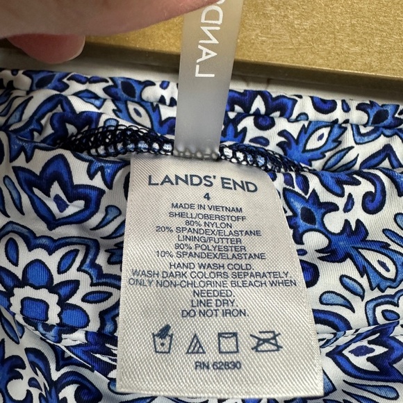 Lands’ End Women’s Bikini Swim bottom blue white, sz 4, GUC - Picture 2 of 4